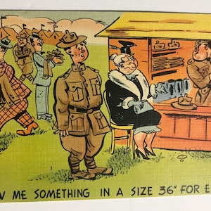 Vintage Postcard WWI US Army Humorous cartoon soldier doughboy uniforms