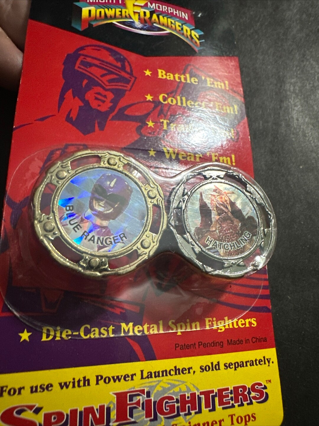 1993 Bandai Mighty Morphin Power Rangers Spin Fighters Hatchling & Blue ...