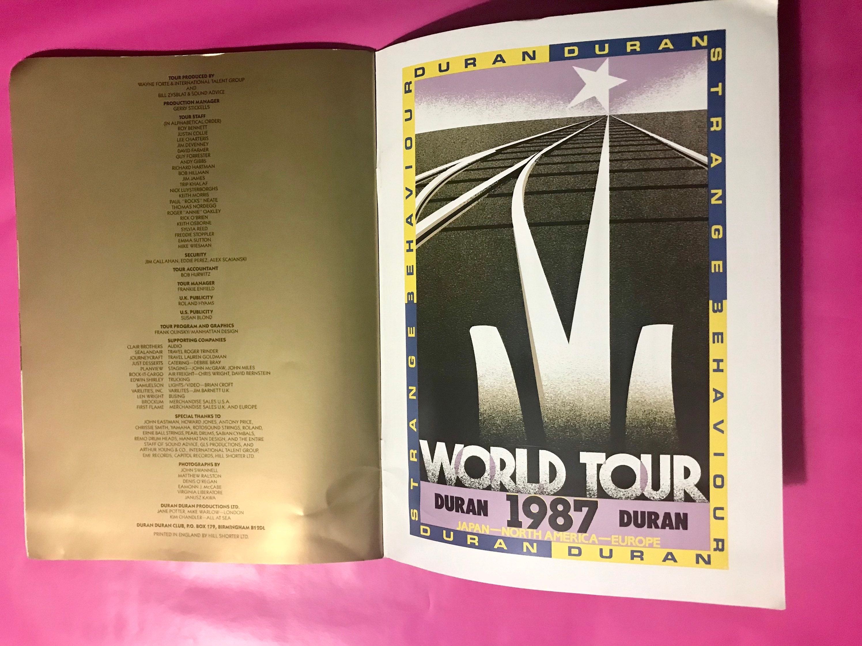 LG Vtg DURAN DURAN Tourbook World Tour 1987 Booklet Program