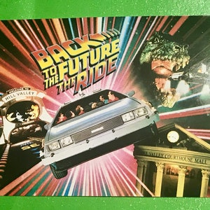 Vtg 1990’s Back To The Future Ride delorean Universal Studios FL Marty McFly postcard