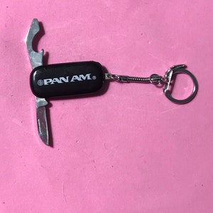 Vintage black Pan Am Airlines Pocket Knife Keychain