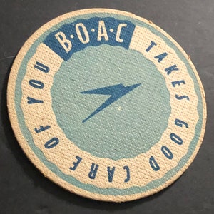 One BOAC (British Airways) 1950s Vintage airline Drinks Cup COASTER Used