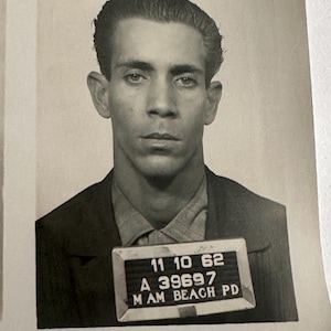 Original 1960s Vintage Hispanic Man MUGSHOT PHOTO Miami Beach Police Department