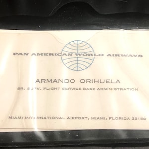 Pan Am Airlines Pan American World Airways Sr. Flight Service Admin. Business Card