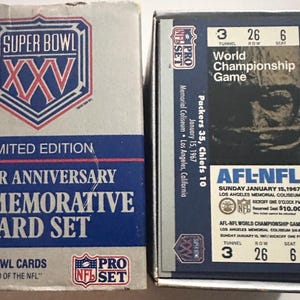 1990 Pro Set Super Bowl XXV Komplettes Box-Set 160 Sammelkarten offene Box, Karten sind Mint Football NFL Limited Edition