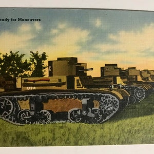 Vintage Postcard 1930-1945 US Military Activity Series M3 Tanks Ready for Maneuvers wwii