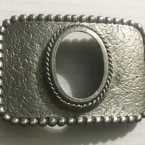Vtg SQUARE blank belt buckle for Oval Stone (turquoise Onyx…) Bead Ball Trim