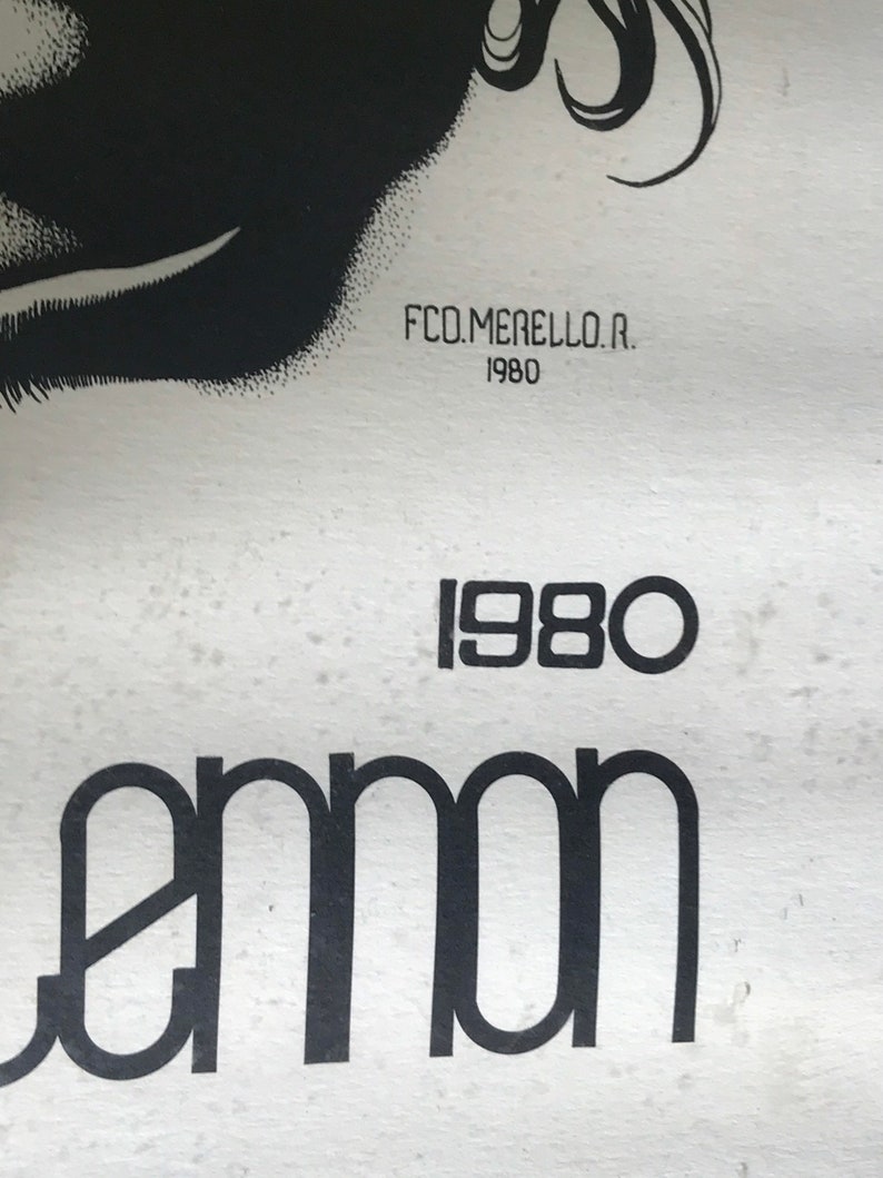 JOHN LENNON 1940-1980 affiche vintage 1981 merello The Beatles image 4