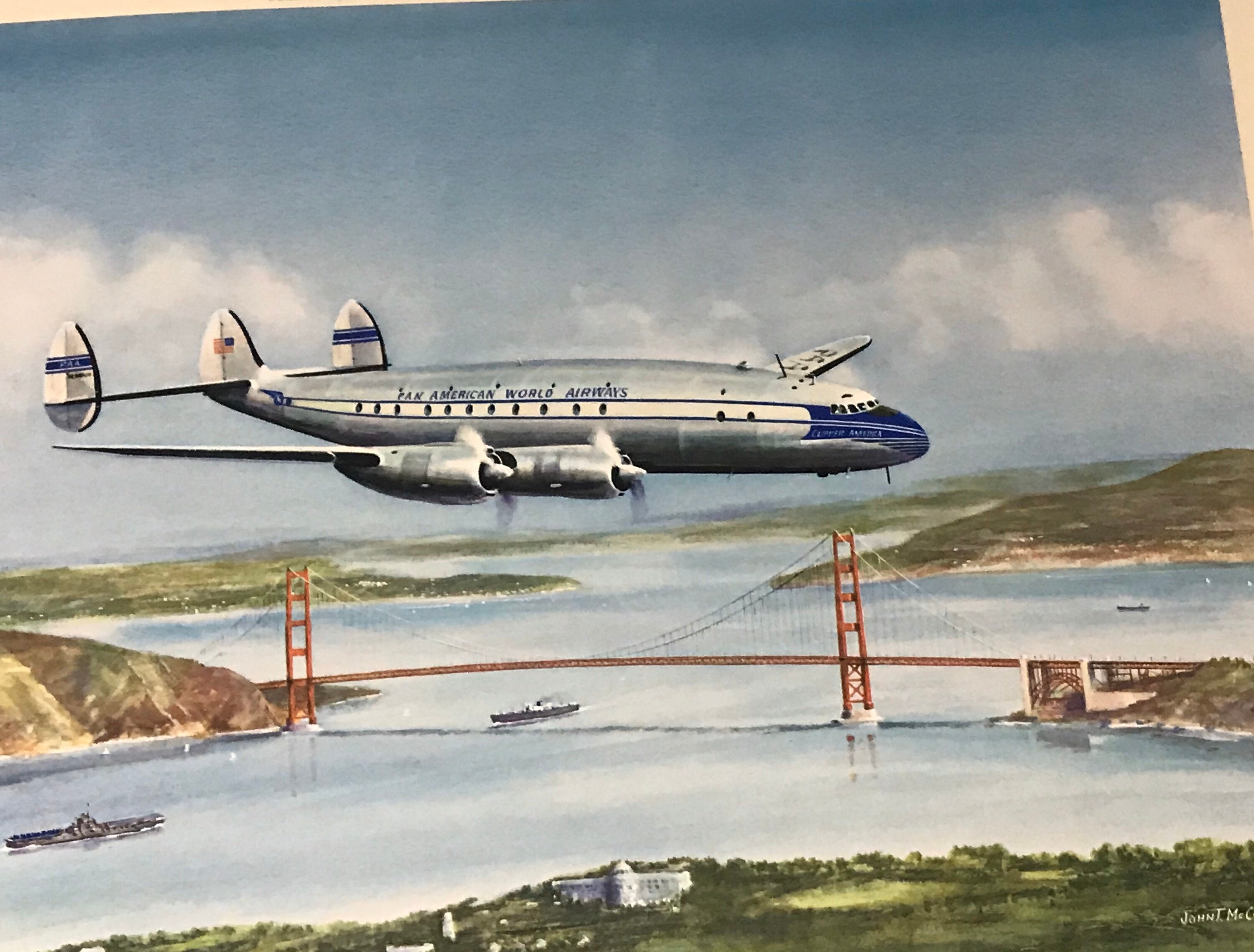 John T. Mccoy Signed Vintage Pan Am Airlines Lockheed