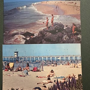 2 cartes postales vintage des années 1970, Huntington Beach, CALIFORNIE, littoral inutilisé