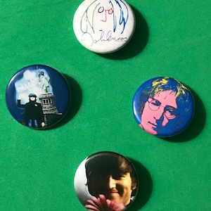 Lot of 4 Vintage 1980s  John Lennon The Beatles scatter pins buttons 1 1/4”