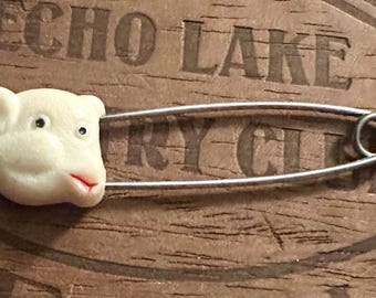 Vintage monkey head/Face baby  diaper safety pin Hong Kong