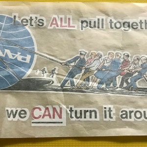 Vtg Pan Am Airlines Globe Window/T-Shirt Transfer iron-on DECAL RARE 12” Employee
