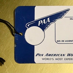 Vintage PAA Pan American World Airways Luggage Tag w/cut-out Kiddie Wings RARE