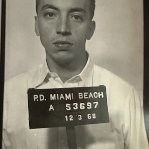 Original 1960s Vintage Hispanic Man MUGSHOT PHOTO Miami Beach Police Department