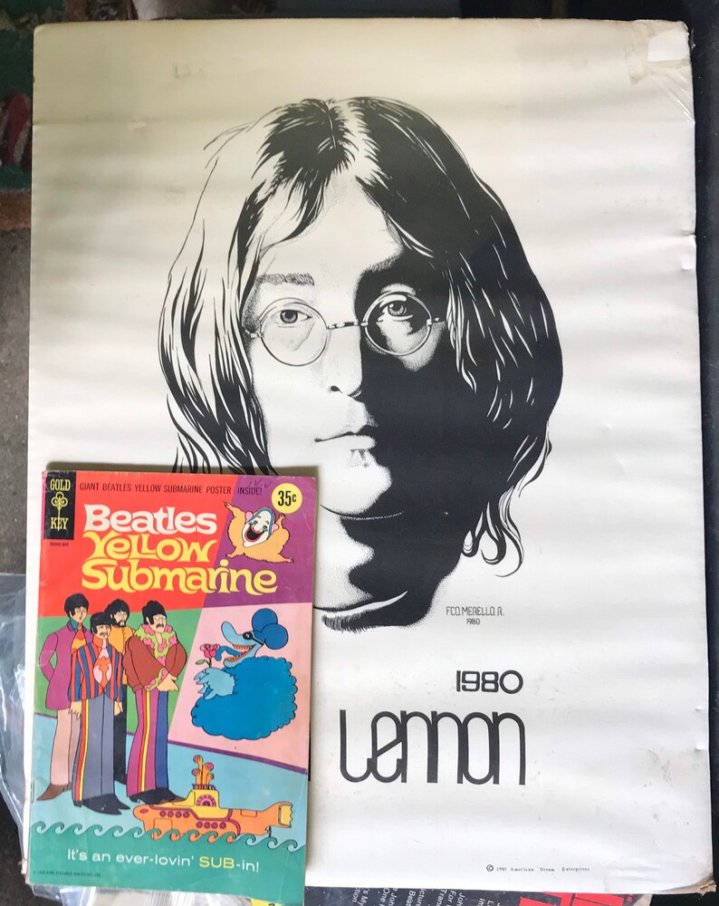 JOHN LENNON 1940-1980 affiche vintage 1981 merello The Beatles image 6