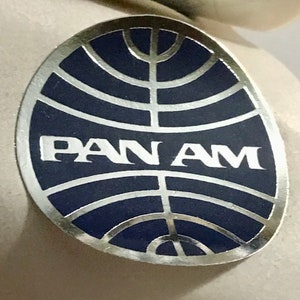 Lot 3 Vintage Pan Am Airlines Globe Logo Stickers 1 1/2” Dark Navy Blue/Silver