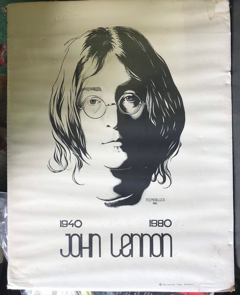 JOHN LENNON 1940-1980 affiche vintage 1981 merello The Beatles image 10