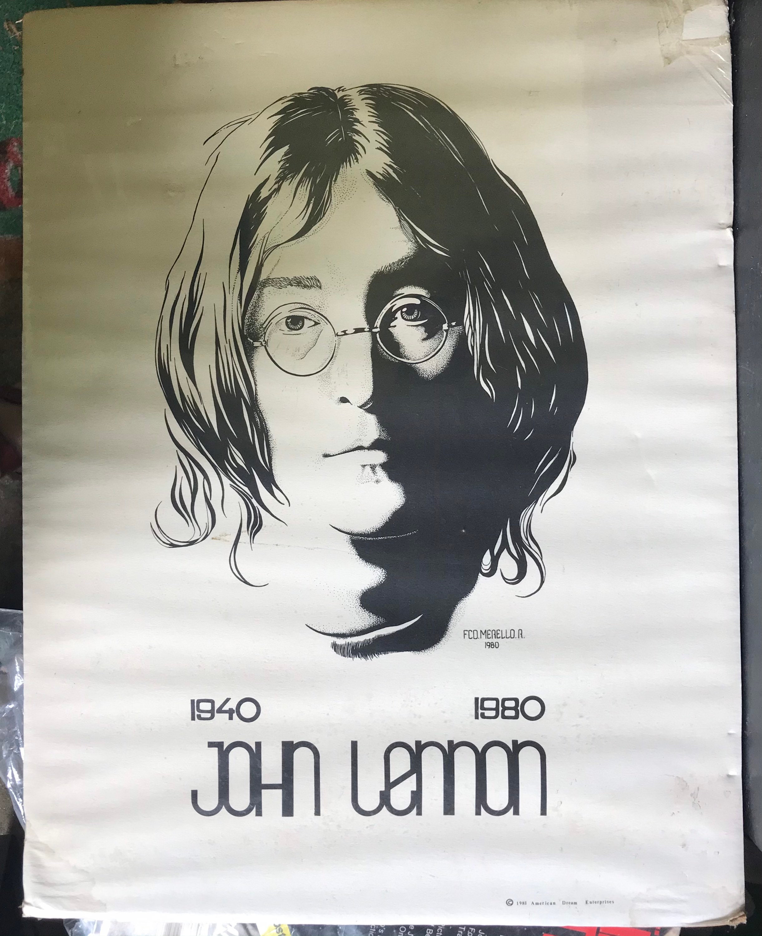 John Lennon： Drawings、Performance、Film JOHN LENNON 1940-1980 Vintage Poster (1981 Merello) the Beatles - Etsy