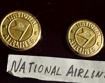 2 Vintage National Airlines 1950-1960s Pilot/Crew Uniform Buttons 7/8”