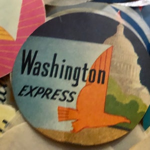 Vintage Eastern Airlines EAL Great Silver Fleet Luggage Sticker Label 2” 1940s WASHINGTON Express