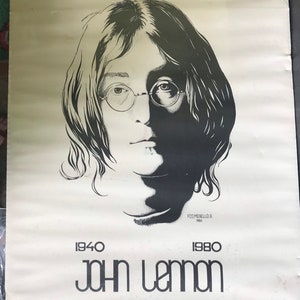 JOHN LENNON 1940-1980 affiche vintage 1981 merello The Beatles image 1