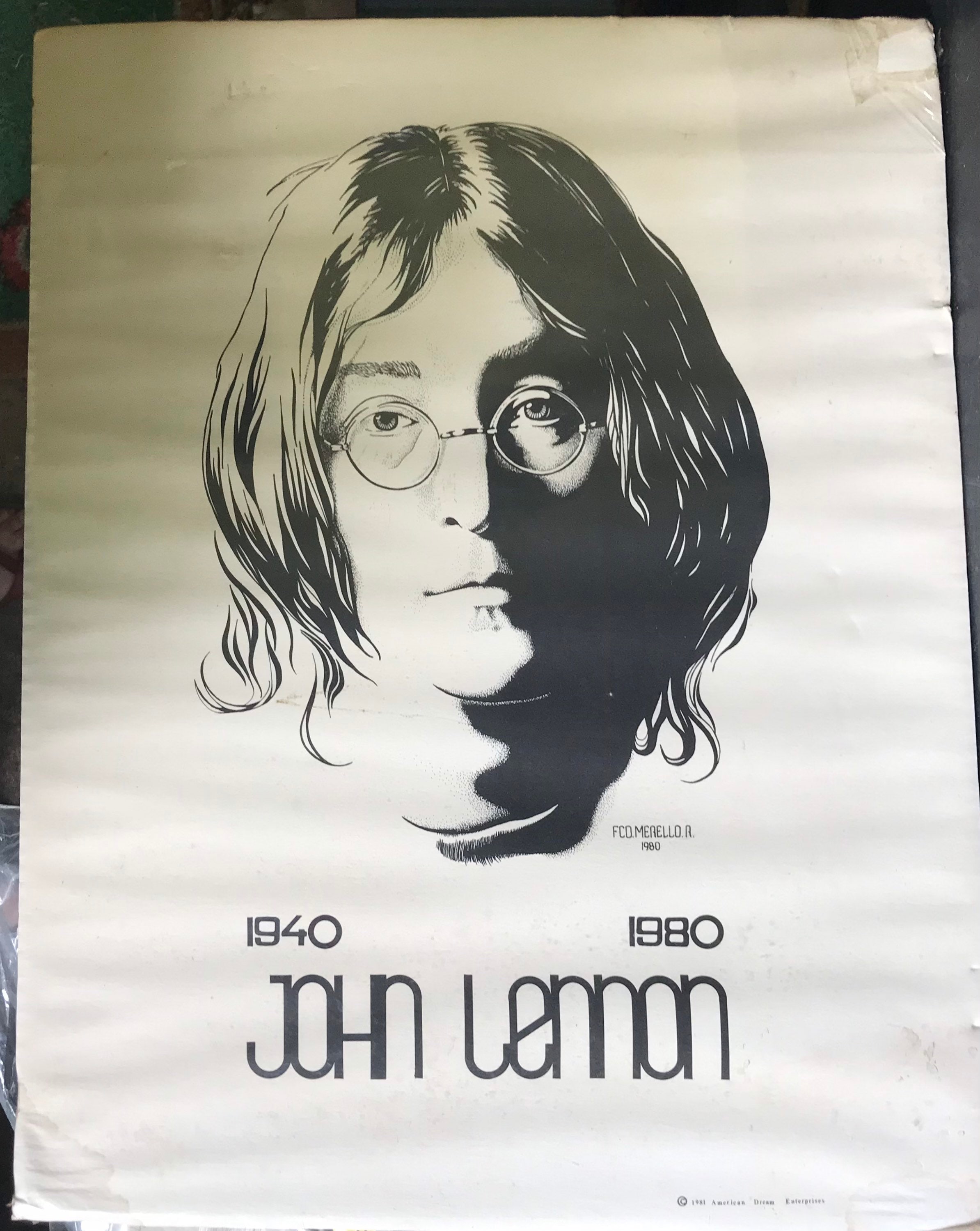 JOHN LENNON 1940-1980 Vintage Poster (1981 Merello) the Beatles - Etsy