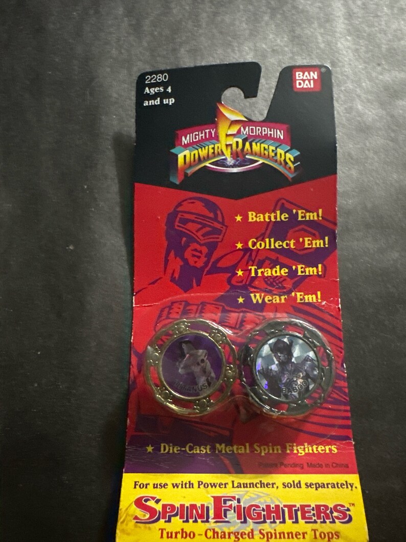 1993 Bandai Mighty Morphin Power Rangers Spin Fighters Titanus & Baboo ...