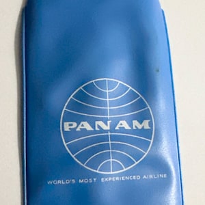 Vintage PAA Pan Am airlines Luggage Tag vinyl turquoise blue NOS