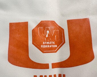 Vintage 80s university of Miami Hurricanes Vinyl Drawstring Bag 12”x12”