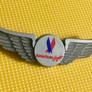 Vintage American Airlines Eagle Plastic Kiddie Wings Pin Silver