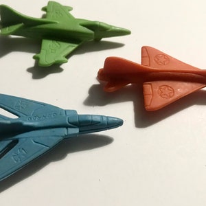Vtg 1970s Matchbox Lesney Jet Airplane rubber Erasers Orange Mig Tornado Green Skyhawk