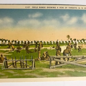 Vintage Postcard WWI US Army Camp rifle range targets never used