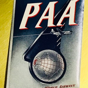 Vintage Pan Am Airlines PAA Pan American world Airways Luggage Tag Sticker Label Wing Logo