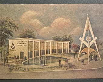 Originele vintage vrijmetselaarsbroederschap, New York World's Fair 1964-1965 ansichtkaart vrijmetselaars