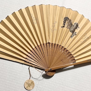Vintage pan am airlines Japan inaugural flight original Japanese hand fan w/Tag 1958