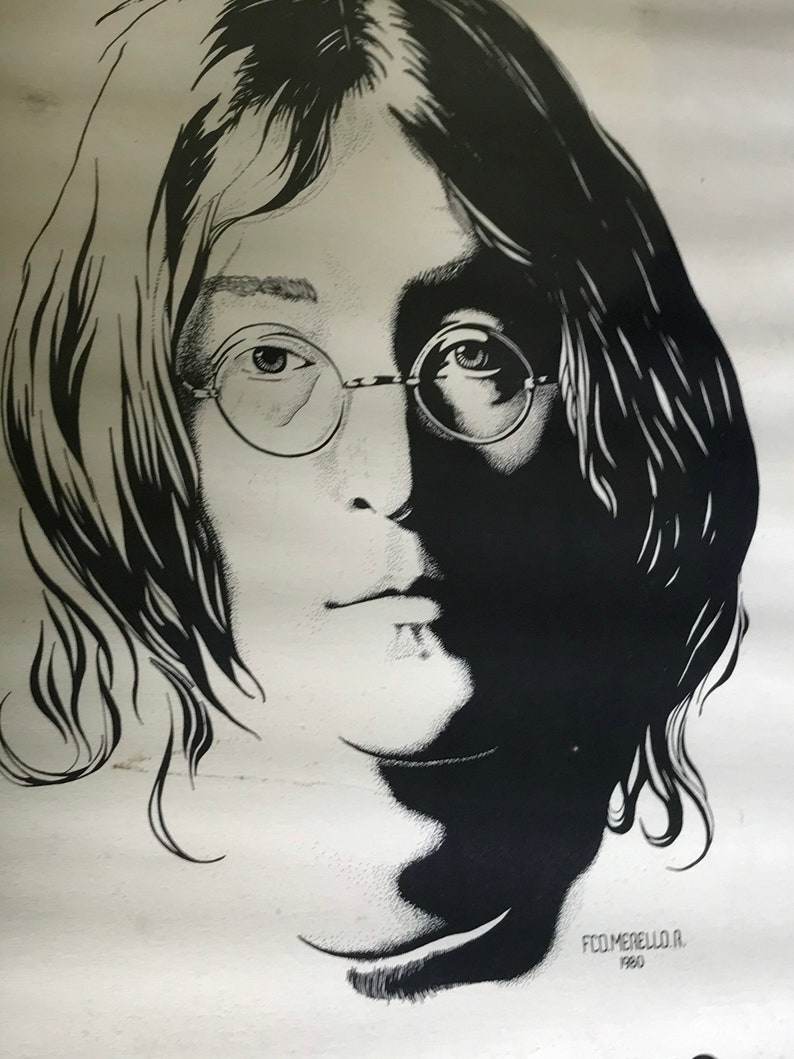 JOHN LENNON 1940-1980 affiche vintage 1981 merello The Beatles image 2