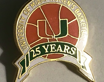 Vintage University of Miami UM Women’s Basketball 25 Years Tie Tack Lapel Pin