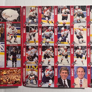 1995 Florida Panthers 28 Karten Set ungeschnittener Bogen Hockey Team Fotoalbum