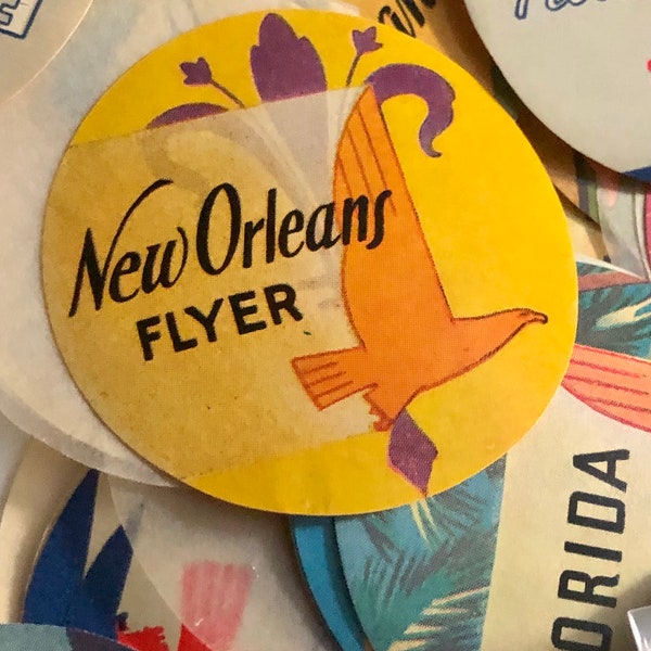 Vintage Eastern Airlines EAL Great Silver Fleet Luggage Sticker Label 2” 1940s New Orleans Flyer