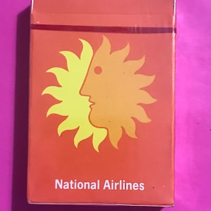Novas cartas de baralho Vintage National Airlines NAL laranja com logotipo Sun selado