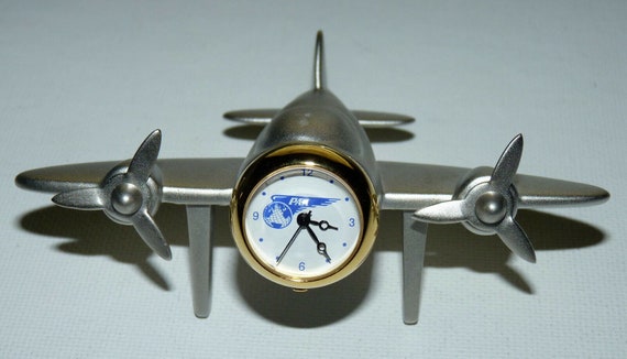 Vintage Pan Am Airlines Metal Airplane Desk Clock Rare In Box Etsy