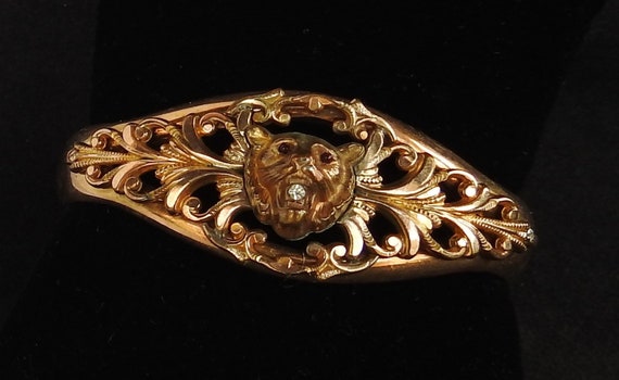 Antique Bates & Bacon Gold-Filled Ruby and Diamon… - image 1