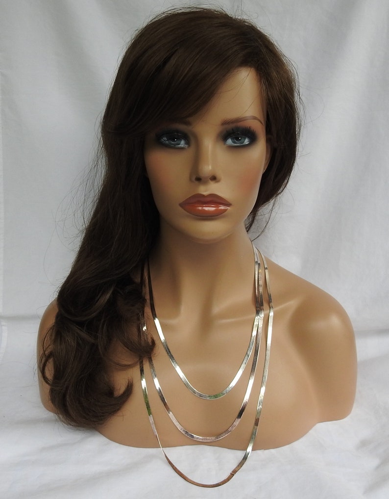 /& 32 Necklace Vintage Trio of Milor Made in Italy 925 Silver Herringbone Flat Link Wide 5mm Serpentine Rope Chain 24 28