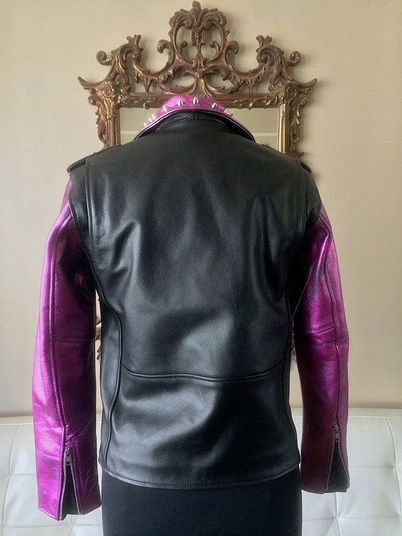 Hot pink leather clearance motorcycle jacket