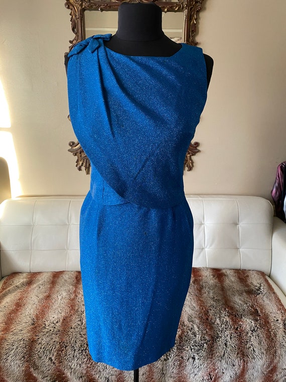 Blue Lurex Vintage Dress 1950s 1960s VLV