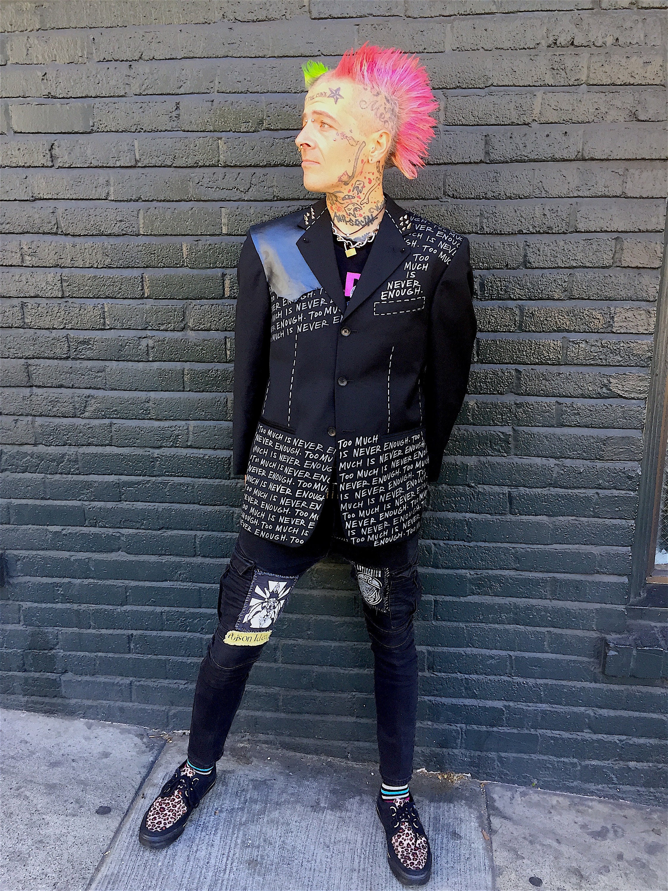 Punk Suit Jacket, Too Much is Never Enough, Mens Size 38 M Punk Suit Jacket, Too Much is Never Enough, Mens Size 38 M