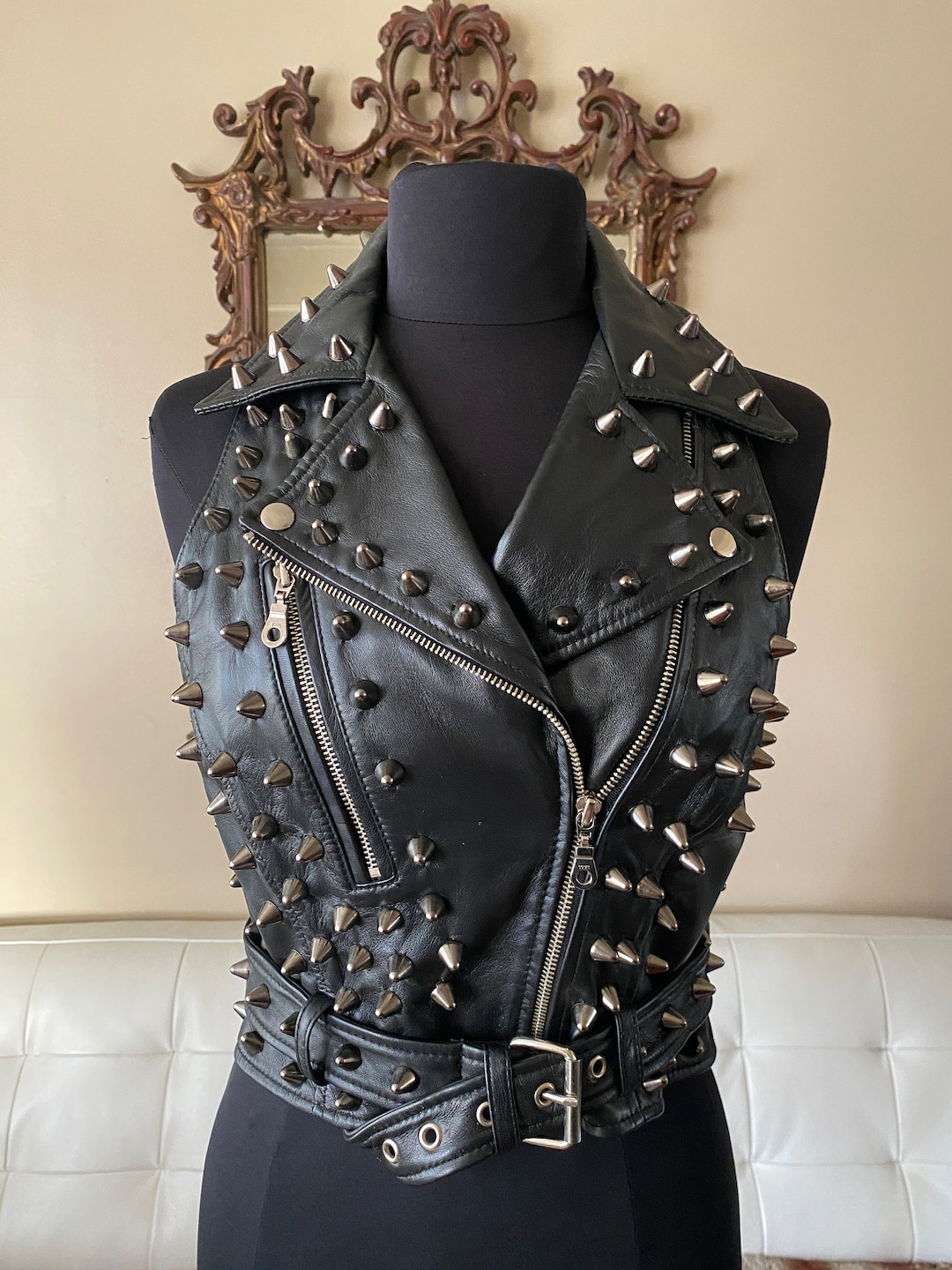 トップス Used Leather Vest APEXFWDT Mens Motorcycle Faux Leather Vests Classic Black