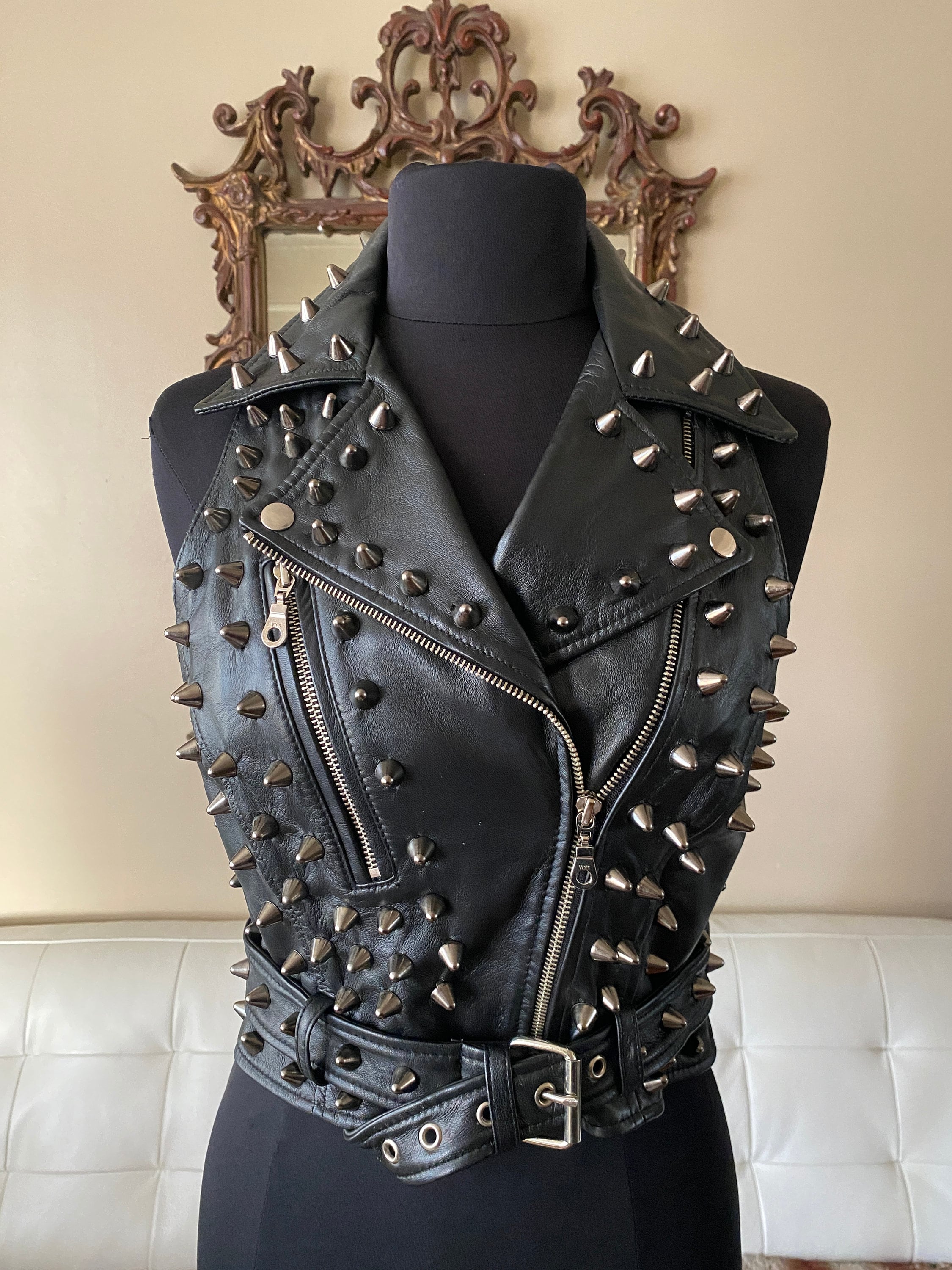 Punk Rock Leather Vest - Etsy Punk Rock Leather Vest - Etsy
