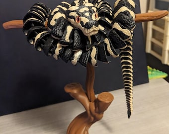 3d printed articulated carpet python with optional tree branch